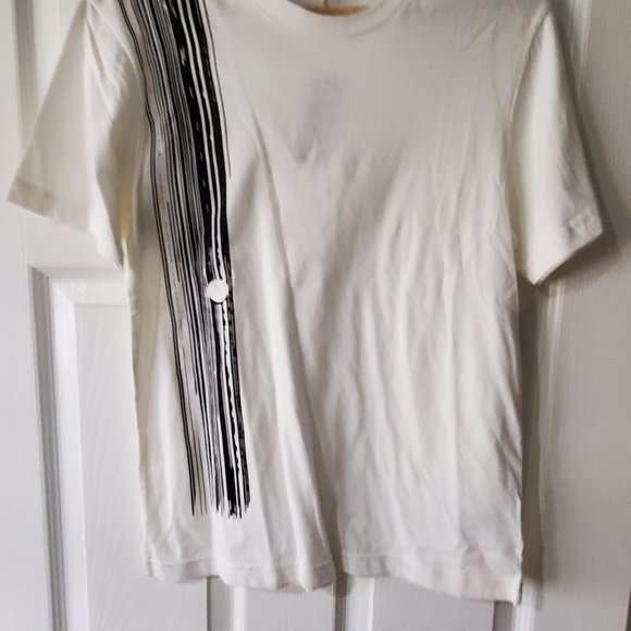 Vintage Operator T Shirt - White with black vertical design. Size XS - Picture 2 of 8